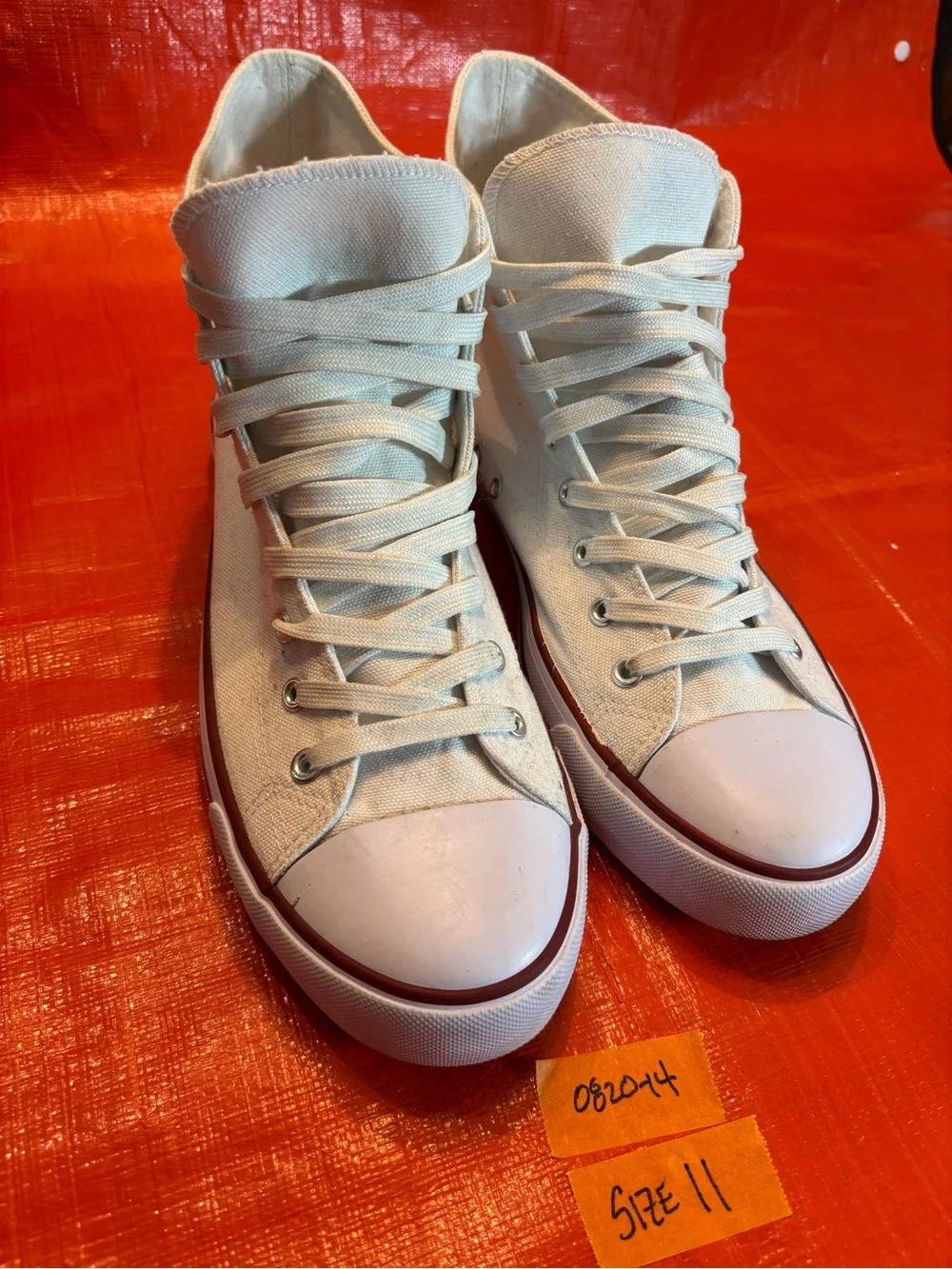 Classic High-Top Canvas Sneakers in Off-White